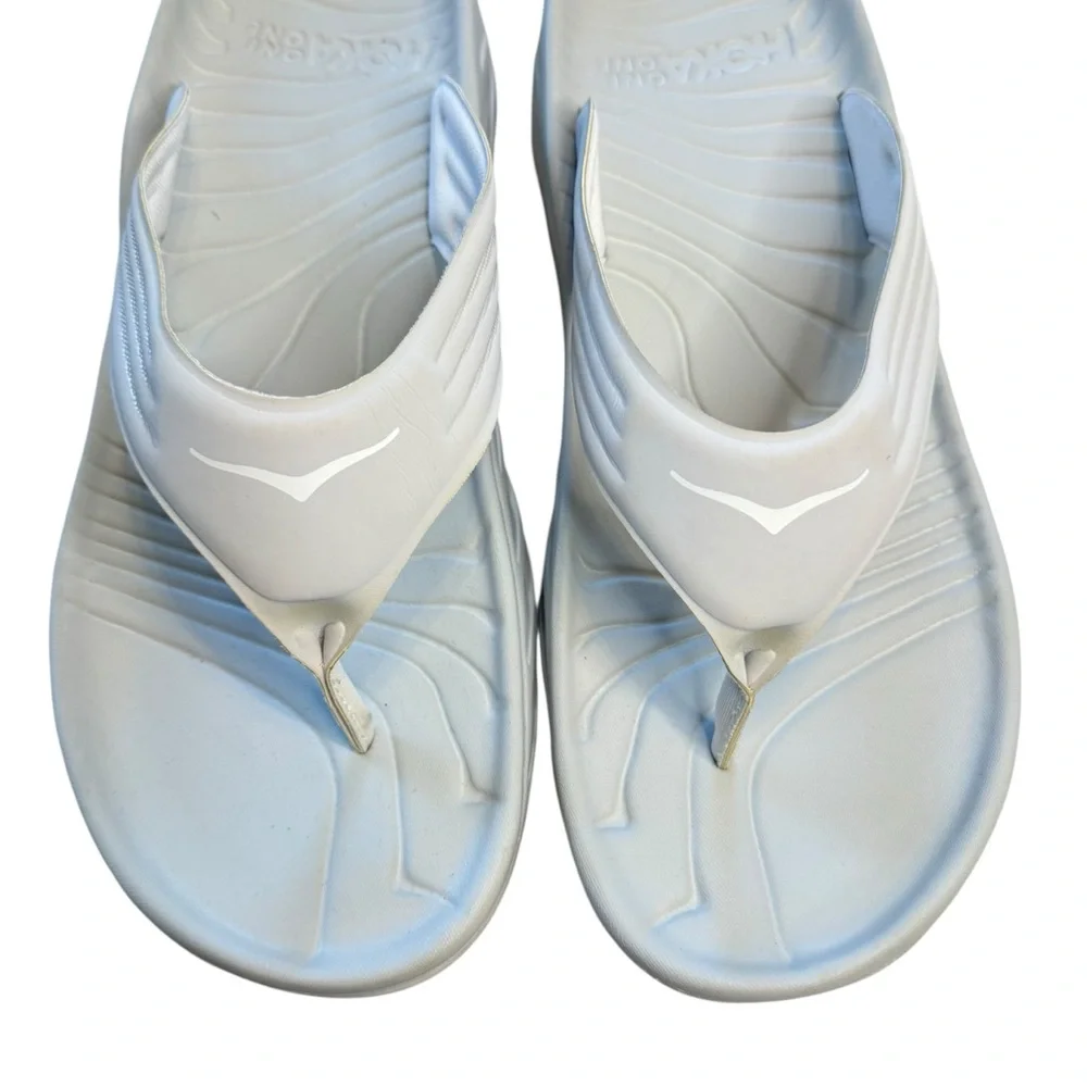 Hoka Ora Recovery Flip Grey Lunar Rock White Men's Size 12 Flip Flops Sandals